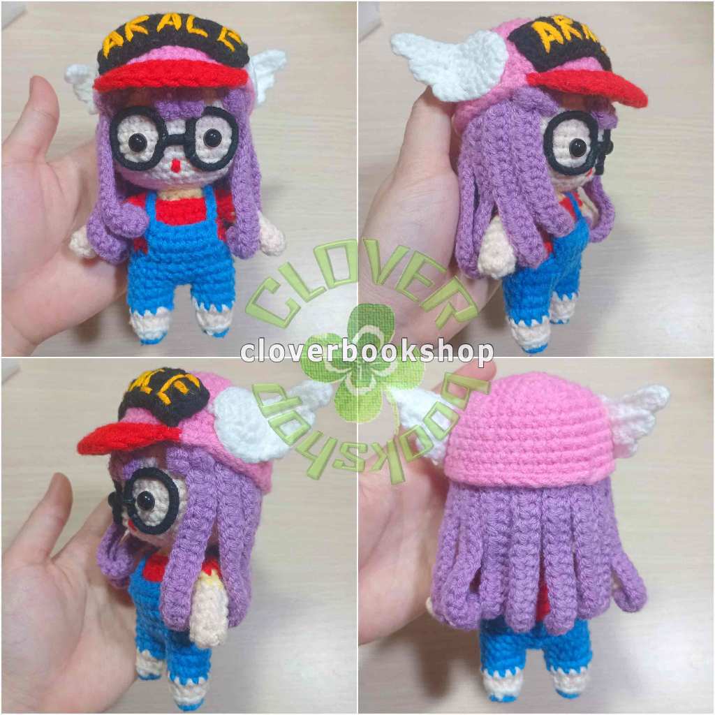 [Có video] Móc khóa len nhân vật manga - anime Norimaki Arale (Dr.Slump) handmade - Dùng để trang tr