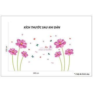 Decal dán tường Hoa tím hồng