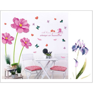 Decal dán tường Hoa tím hồng
