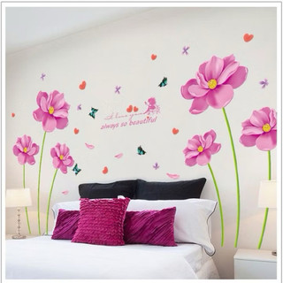 Decal dán tường Hoa tím hồng