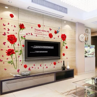 Decal dán tường hoa hồng đỏ
