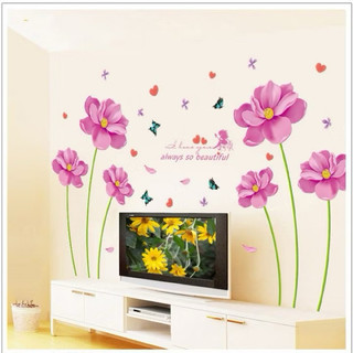 Decal dán tường Hoa tím hồng