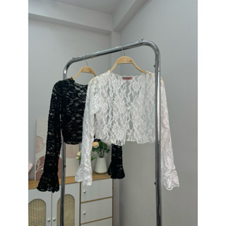 (CÓ BIGSIZE)Áo khoác croptop ren k1 đen/trắng