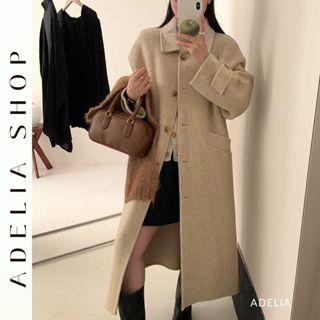 「ADELIA」Áo Dạ Nữ Cashmere Ép Lông Cừu Handmade Hàng Quảng Châu Cổ Bẻ Dáng Dài 4 Màu Basic TD520
