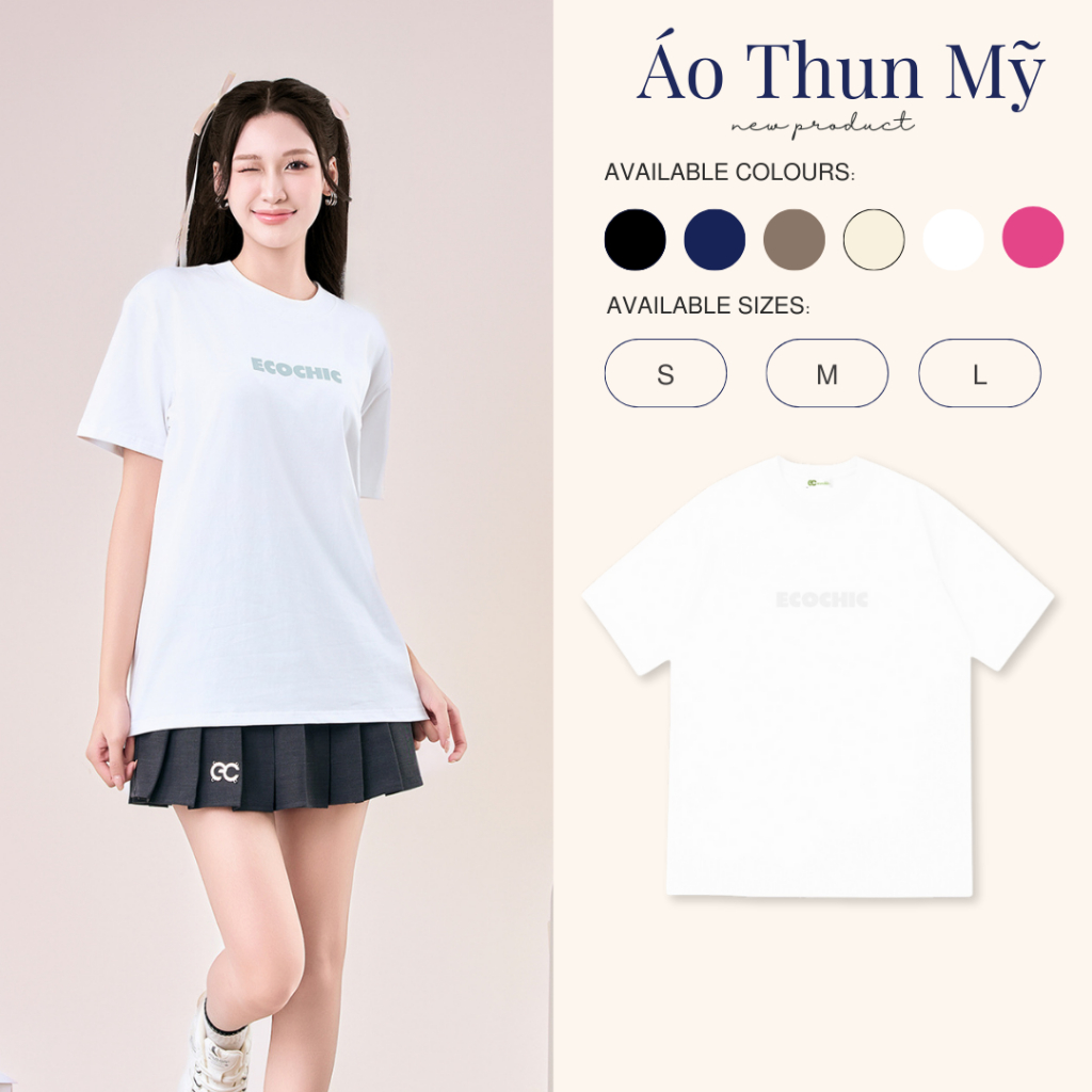 Áo Phông Basic Logo ECOCHIC Local Brand Chính Hãng Unisex Form Rộng Oversize Premium Cotton 100% B081 | BigBuy360 - bigbuy360.vn