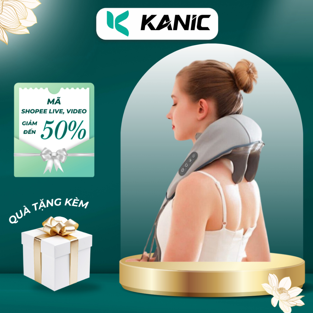 Máy massage cổ vai gáy KANIC 6d giảm đau mỏi vai gáy, máy massage thư giãn thông minh cải thiện sức khỏe