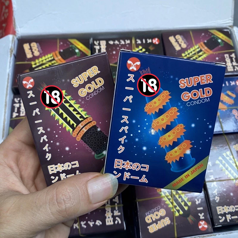 Bao Cao Su Gân Gai Bi Lớn Super Gold, Bcs Siêu Mỏng Cảm Giác Chân Thực, Nhiều Gel Bôi Trơn (Hộp 2C)