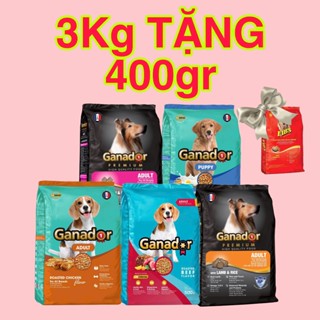 [3KG TẶNG 400GR] Thức ăn cho chó hạt Ganador 3kg nhiều vị thú cưng pet