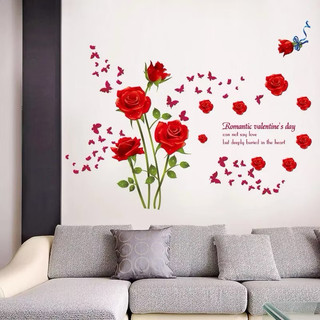 Decal dán tường hoa hồng đỏ