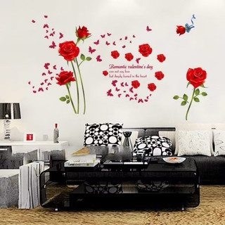 Decal dán tường hoa hồng đỏ