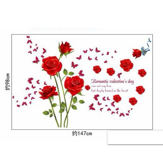 Decal dán tường hoa hồng đỏ
