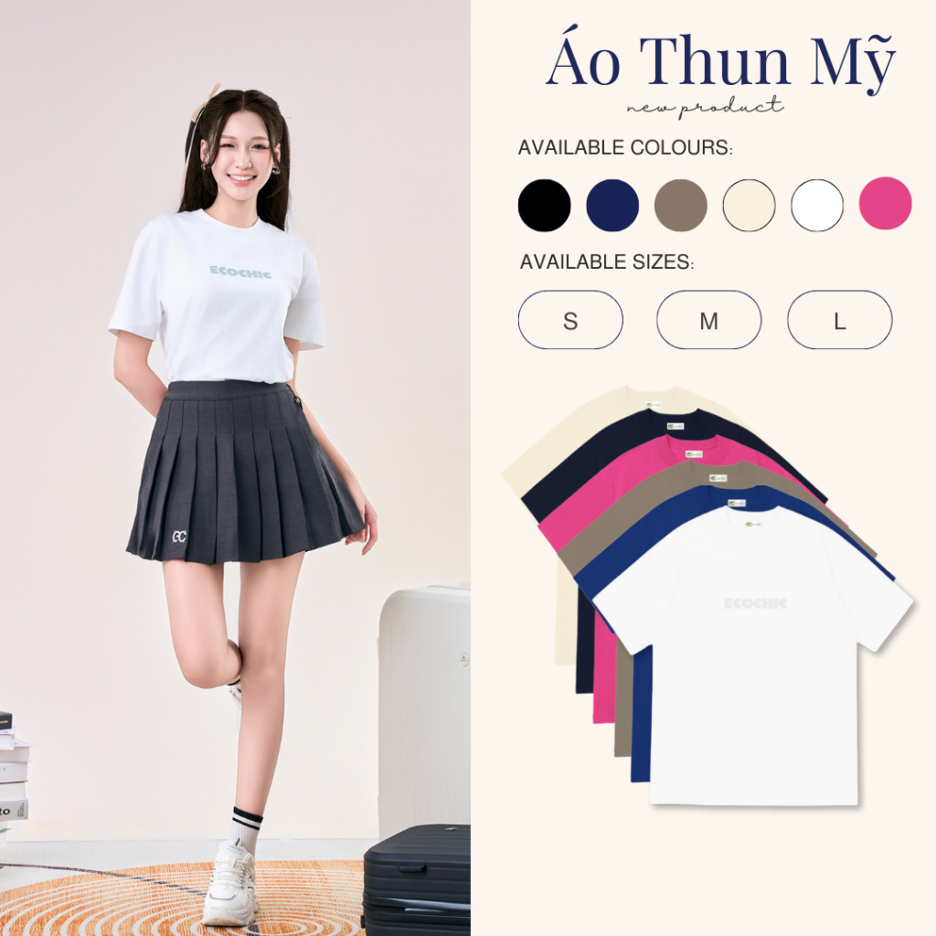 Áo Phông Basic Logo ECOCHIC Local Brand Chính Hãng Unisex Form Rộng Oversize Premium Cotton 100% B081 | BigBuy360 - bigbuy360.vn