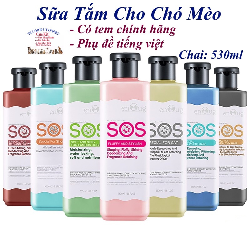 SỮA TẮM SOS CHO THÚ CƯNG CHÓ MÈO Chai 530ml Hàng chính hãng