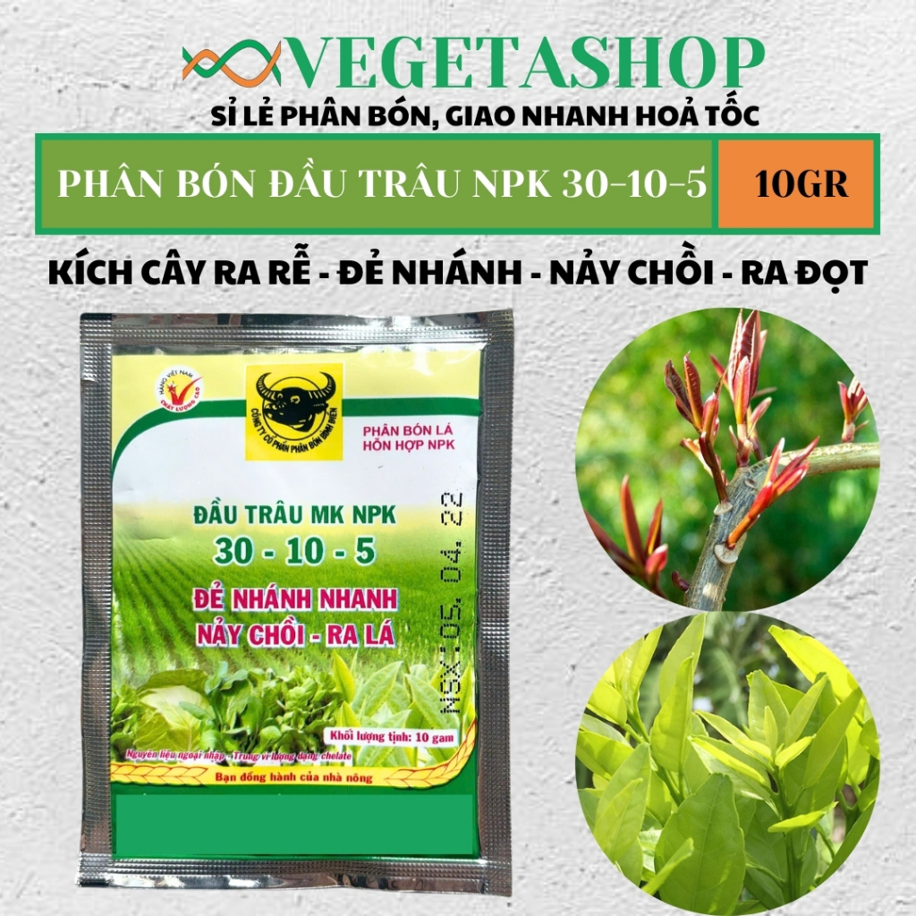 Đầu Trâu Nảy Chồi 30-10-5 10gr -  VEGETASHOP - ra lá ra chồi