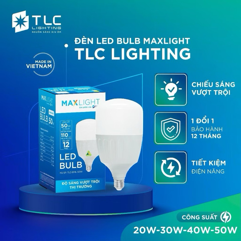 Đèn led TLC Lighting Bulb maxlight - bảo hành 24 tháng