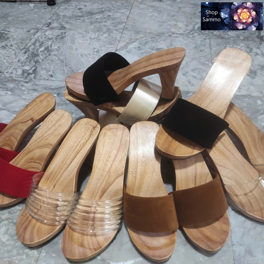 Guốc Gỗ Guốc Mộc Cao 9 Phân Đế Vuông ( đế cao su 2 lớp )