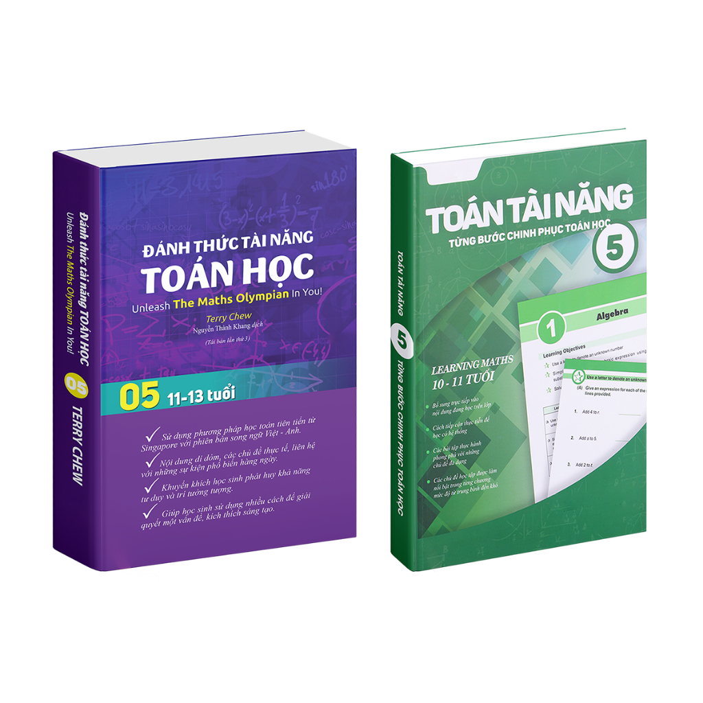 Combo sách Đánh thức tài năng toán học 5 và Toán tài năng 5 sách toán lớp 5 lớp 6 ( 2 cuốn )