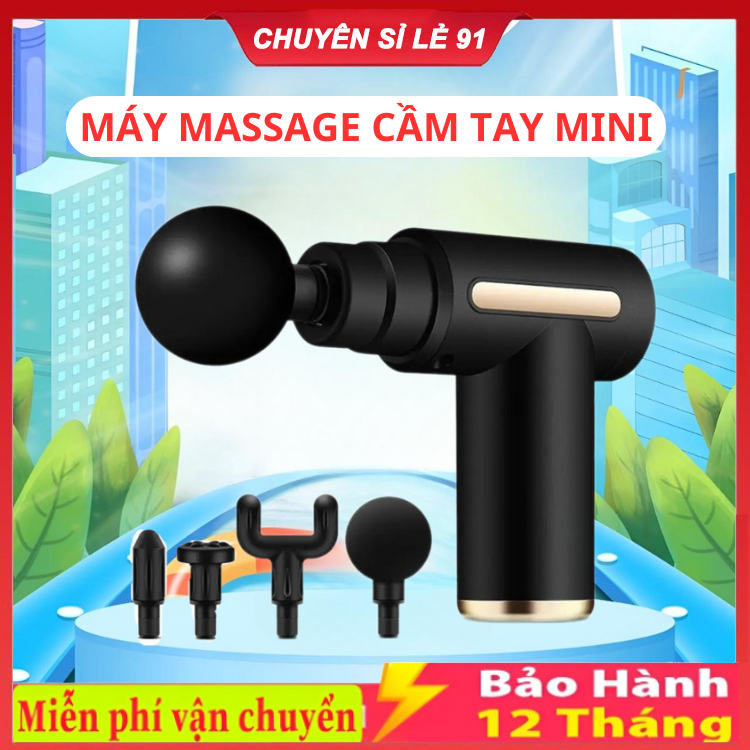 Máy Massage Cầm Tay Mini - Máy Đấm Lưng Mát Xa Trị Liệu Cổ Vai Gáy 4 Đầu 6 Chế Độ