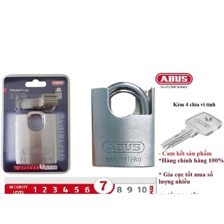 ABUS 66CSTI/60 KHOÁ ABUS TITALIUM CHỐNG CẮT 60MM 66CSTI/60 CÓ 4 CHÌA CAO CẤP,CHỐNG CƯA CẮT