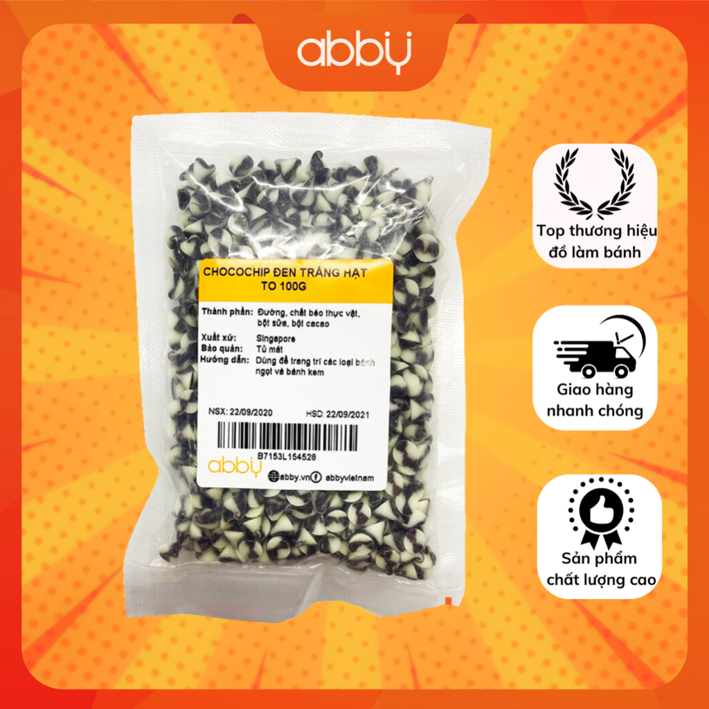 Chocochip Đen Trắng Hạt To 100g