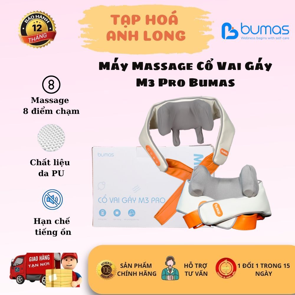 Máy Massage Cổ Vai Gáy BUMAS M3 Pro - 8 Đầu Massage Chườm Nóng Hiệu Quả - Động Cơ Không Chổi Than
