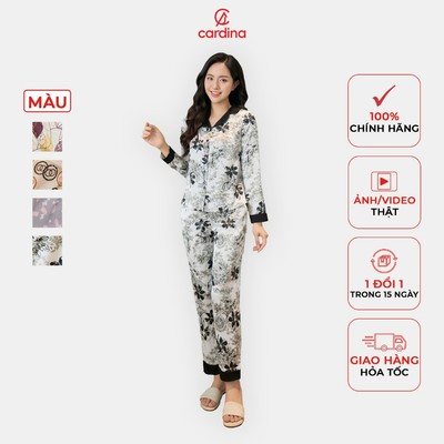Đồ bộ nữ CARDINA chất liệu lụa satin mềm mịn thoải mái màu sắc nhẹ nhàng trẻ trung hiện đại 4PDD01