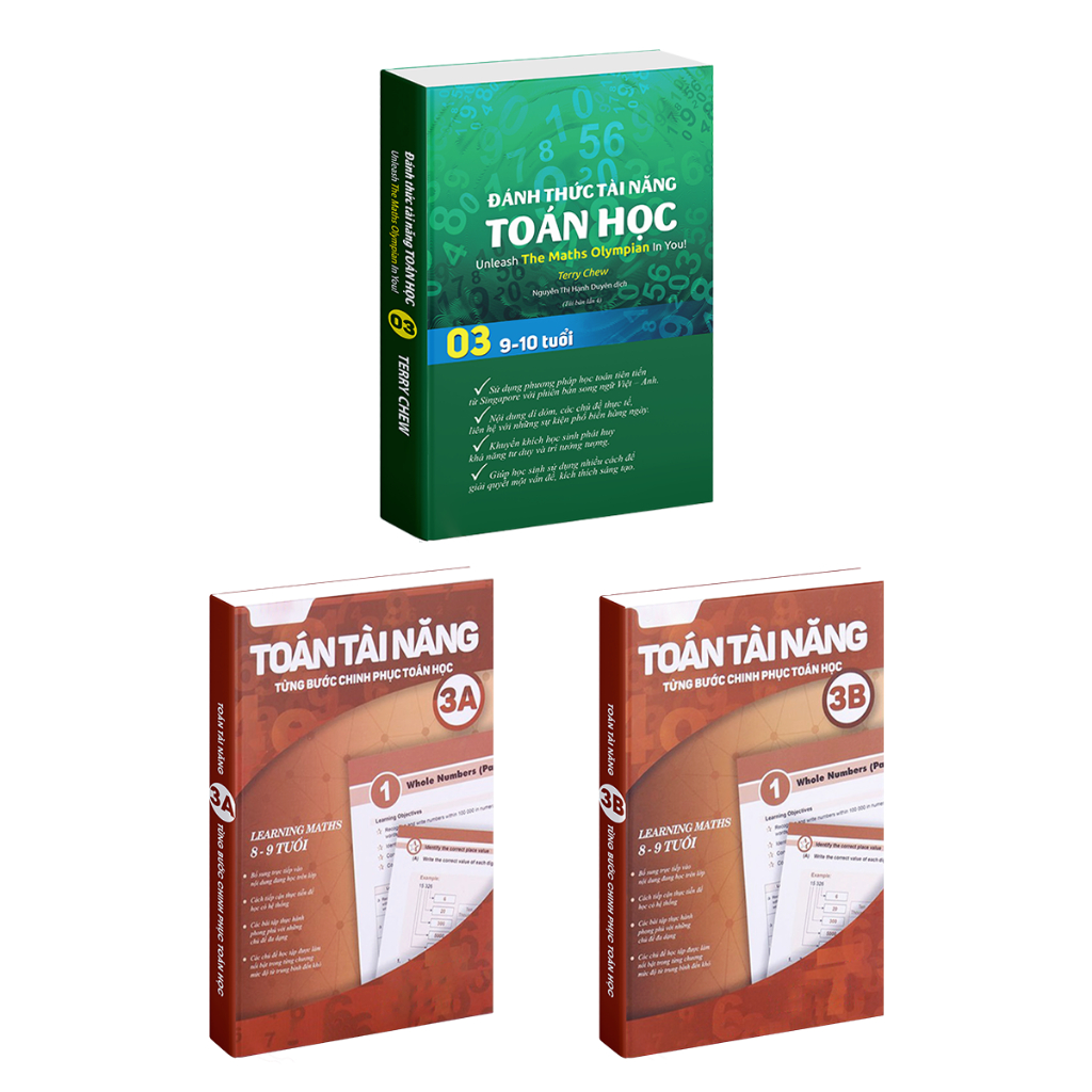 Combo sách Đánh thức tài năng toán học 3 và Toán tài năng 3 sách toán lớp 3 lớp 4 ( 3 cuốn )