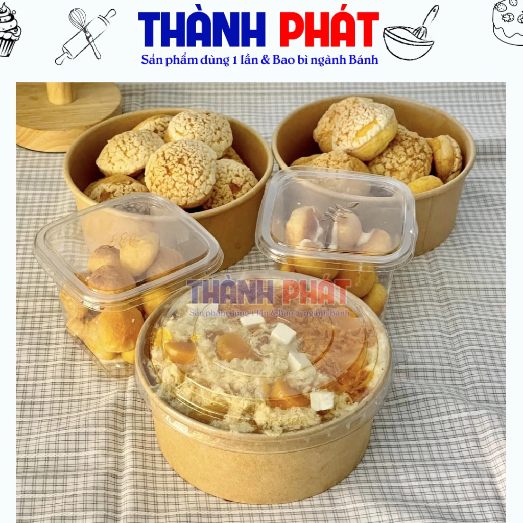 50 Tô kraft 1000ml - tô giấy đựng bánh bông lan 1000ml - Tô giấy kraft 1000ml