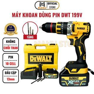 Máy khoan pin máy bắn vít cầm tay DWT 199V KHÔNG CHỔI THAN búa khoan 13mm mạnh mẽ bảo hành 12 tháng