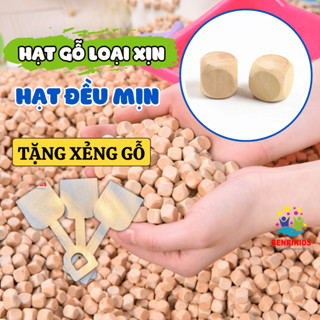 [Tặng Xẻng gỗ] Đồ Chơi Gỗ An Toàn Cho Bé, Hạt Gỗ Xúc Cát Loại Hạt Đẹp Chắc Mịn Bo Tròn, Hạt Gỗ Hạt Muồng Khu Vui Chơi