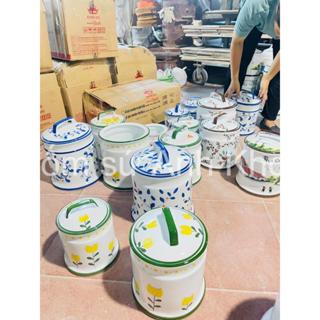 Hũ Muối Dưa Cà Có Quai Vại Muối Dưa Cà Gốm Sứ Bát Tràng Dung Tích 2.7L 5L 9L hoạ tiết vẽ tay decor cực đẹp Gomsudecor21