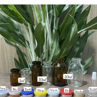  Combo 100 BỘ CHAI THỦY TINH 5ML 10ML 20ML ĐỰNG SERUM TẾ BÀO GỐC,CHAI CHIẾT MỸ PHẨM NÚT CAO SU,NÚT NHỎ GIỌT,NẮP NHÔM 