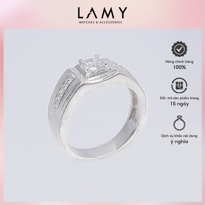 Nhẫn bạc nam LAMY Round Cut Stone Silver Ring 8368- Nhẫn bạc ta