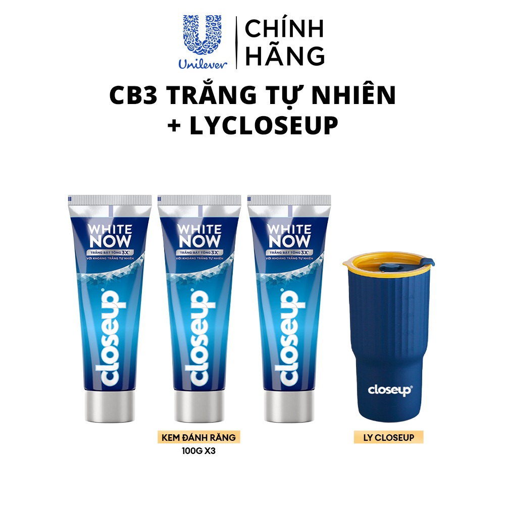 [LIVE] Combo 3/6 Kem đánh răng Closeup White Now - Trắng Bật Tông 3X từ Công nghệ Ánh sáng Xanh 100g/tuýp