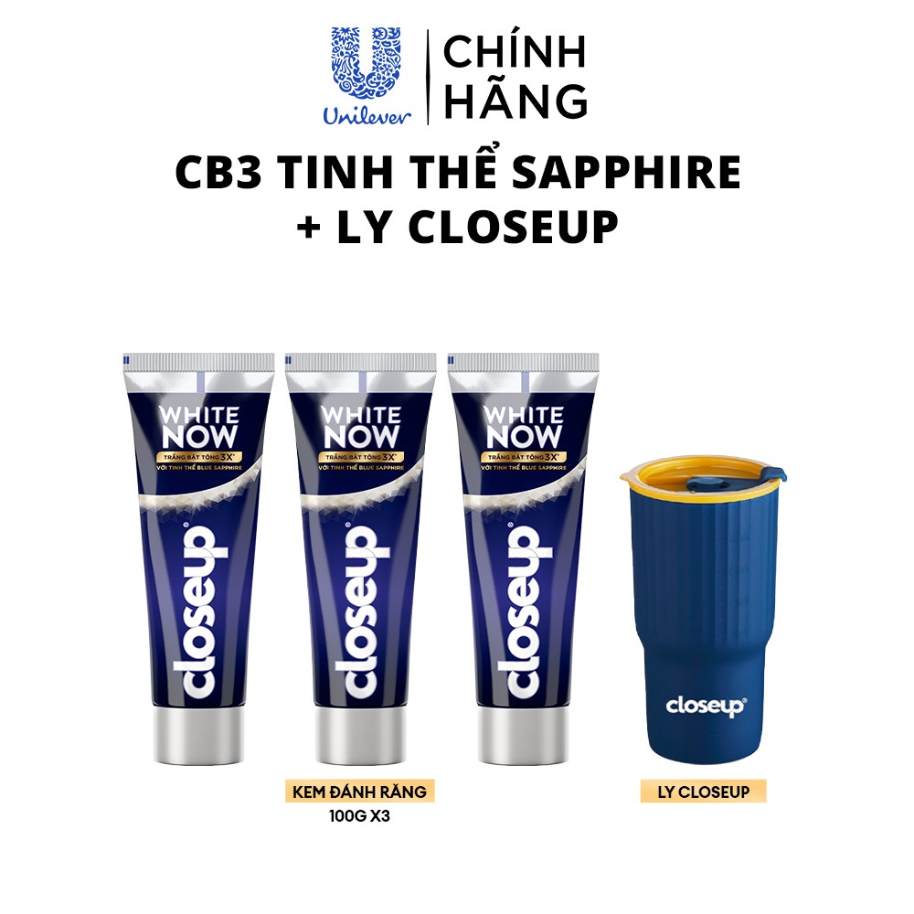 [LIVE] Combo 3/6 Kem đánh răng Closeup White Now - Trắng Bật Tông 3X từ Công nghệ Ánh sáng Xanh 100g/tuýp