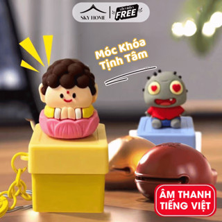 (Bản Tiếng Việt) Móc Khoá Bàn Phím Cơ Tích Đức Tịnh Tâm Kèm Giọng Nói Đèn Led Móc Khoá Keycap Dễ Thương Sky Home - MK03