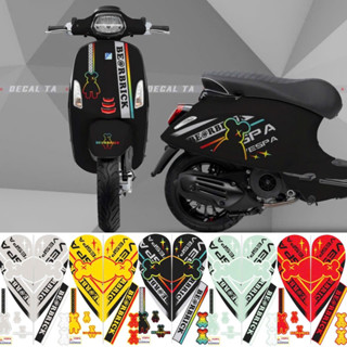 Tem xe VESPA, V3... mẫu GẤU BEARBRICK kèm logo siê chất tem dán xe chống nước 4 lớp loại 1