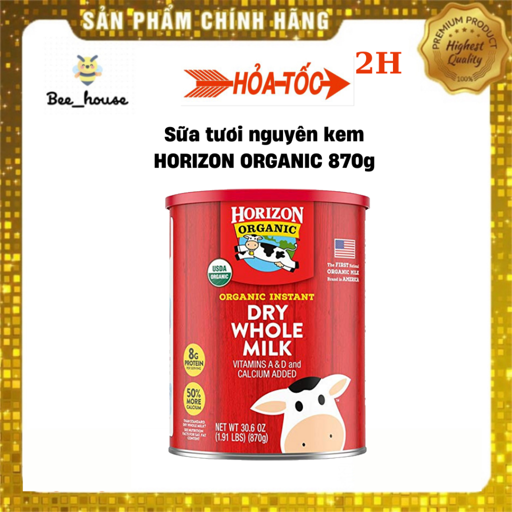   SẴN HÀNG  Sữa Horizon Organic Dry Whole Milk Sữa Tươi Nguyên Kem Dạng Bột 870g - Beehouse 