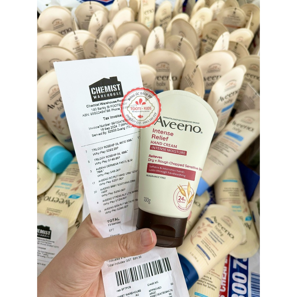 [NỘI ĐỊA ÚC ĐỦ BILL] Kem tay Aveeno Úc - dưỡng ẩm da tay - hand cream Aveeno