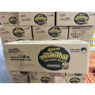 Thùng 20 gói Mì Lẩu Thái koreno Hương Vị Chua Cay, Chuẩn Mì Cay 7 Cấp Độ x 74g