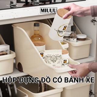 Hộp nhựa đựng đồ có bánh xe di chuyển dễ dàng, nhựa PVC dày chắc, không mùi giúp không gian gọn gàng