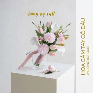 TONE HỒNG - Hoa cưới lụa cầm tay cô dâu - Bó hoa cưới cầm tay cô dâu - Hoa giả cầm tay cô dâu  Hoa lụa BÔNG BY CATT