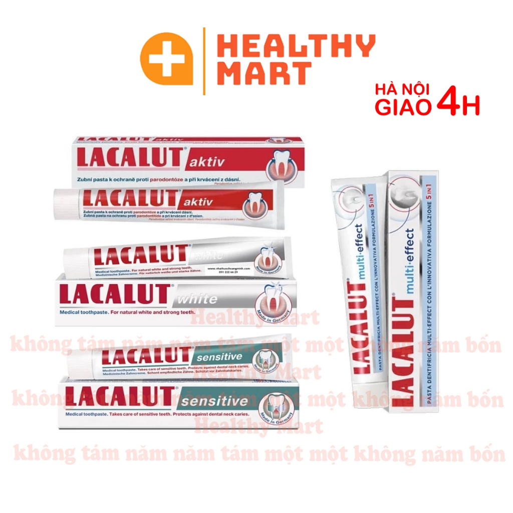 ✔️️️Kem đánh trắng răng Lacalut Aktiv - Lacalut Sensitive 75ml Multi Effect - White trắng răng