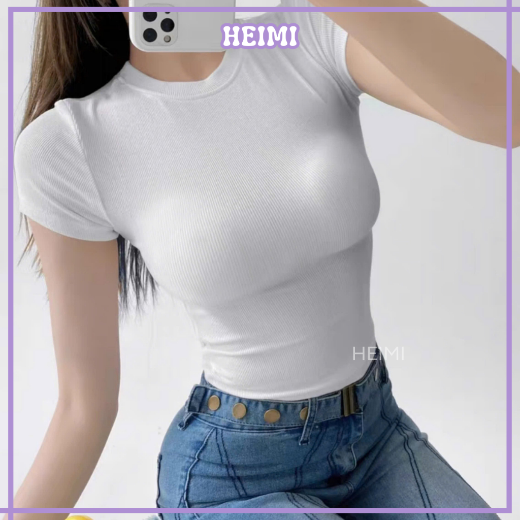 Áo Thun Trơn Form Ôm HEIMI, Áo Thun Baby Tee Basic Đủ Màu Chất Thun Co Giãn Thoáng Mát | BigBuy360 - bigbuy360.vn