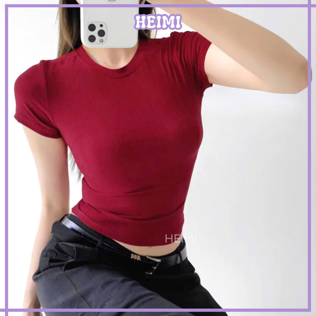 Áo Thun Trơn Form Ôm HEIMI, Áo Thun Baby Tee Basic Đủ Màu Chất Thun Co Giãn Thoáng Mát | BigBuy360 - bigbuy360.vn