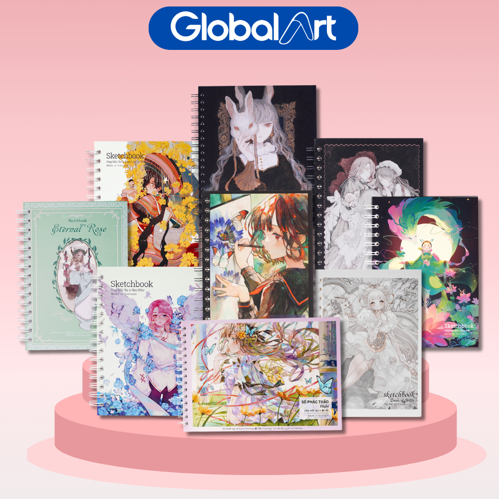 Sổ Vẽ Ong Mặt Bự Sketchbook Luyện Vẽ A4 190gsm Luyện Vẽ Không Kỵ Tẩy 297x210mm Kèm Tranh Line Art