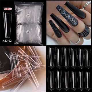 Bịch Móng nối form thang dài siêu dẻo, bịch 500 móng đủ size màu trong và đục
