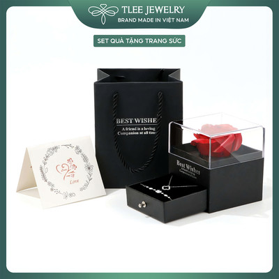 Set quà tặng trang sức dây chuyền, lắc tay bạc TLEE full box TLEE JEWELRY SQ004