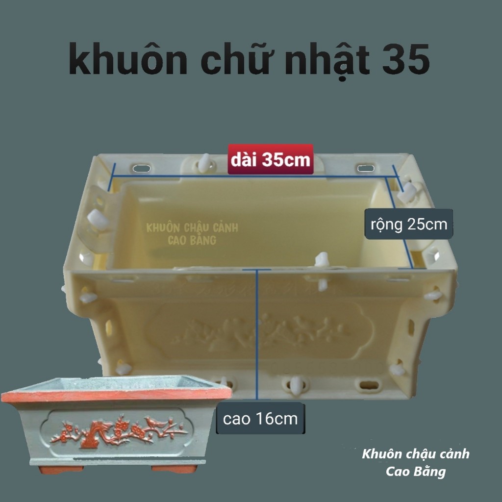 khuôn đúc chậu chữ nhật 35 (khuôn chậu ABS có long trong)
