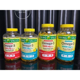 [ ĐỦ BILL STORE + AIR]  Viên uống dầu cá Omega 3 Spring Valley Hương Chanh 2000mg xuất xứ Canada _ Livestream tại Mỹ